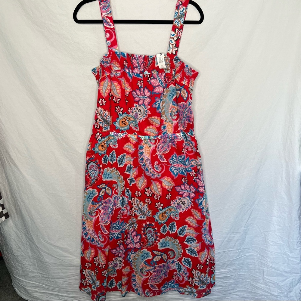 NWT Talbots Dress Women’s 16 Red Floral Garden‎ Party Wedding Beach Colorful NEW